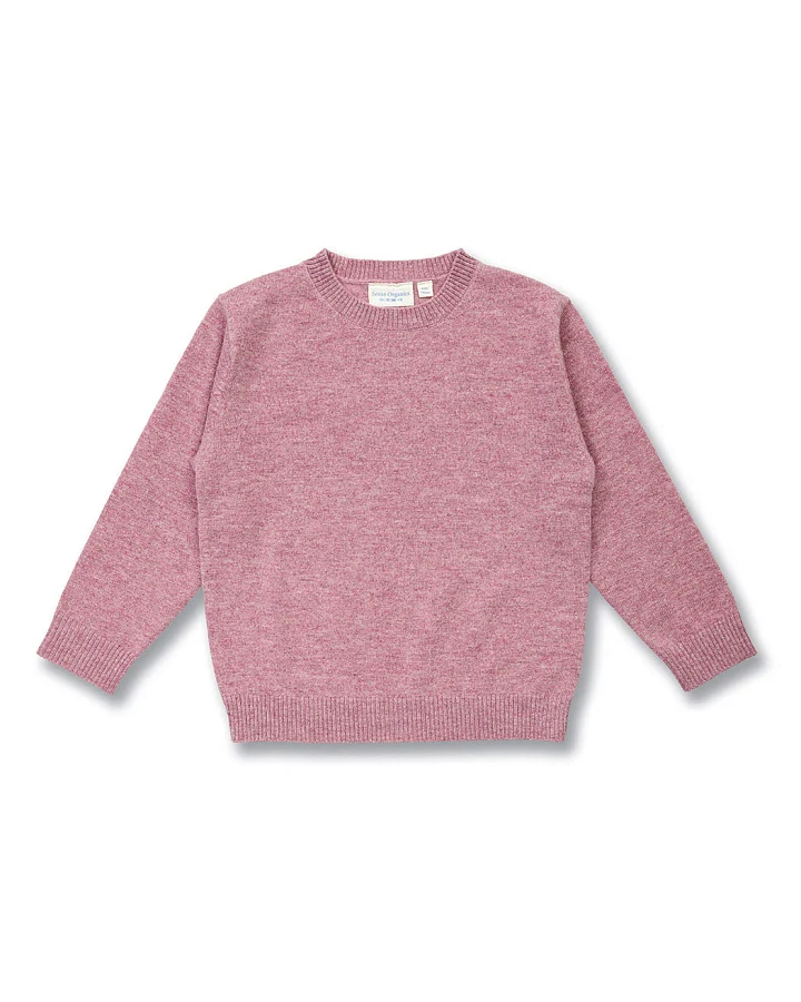 Kinder Strickpullover aus Merinowolle in Mauve, Modell IKE