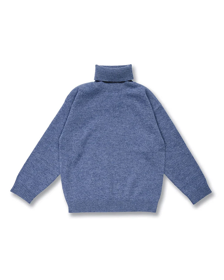 Kinder Rollkragenpullover aus Merinowolle in Denimblau, Modell FEOO