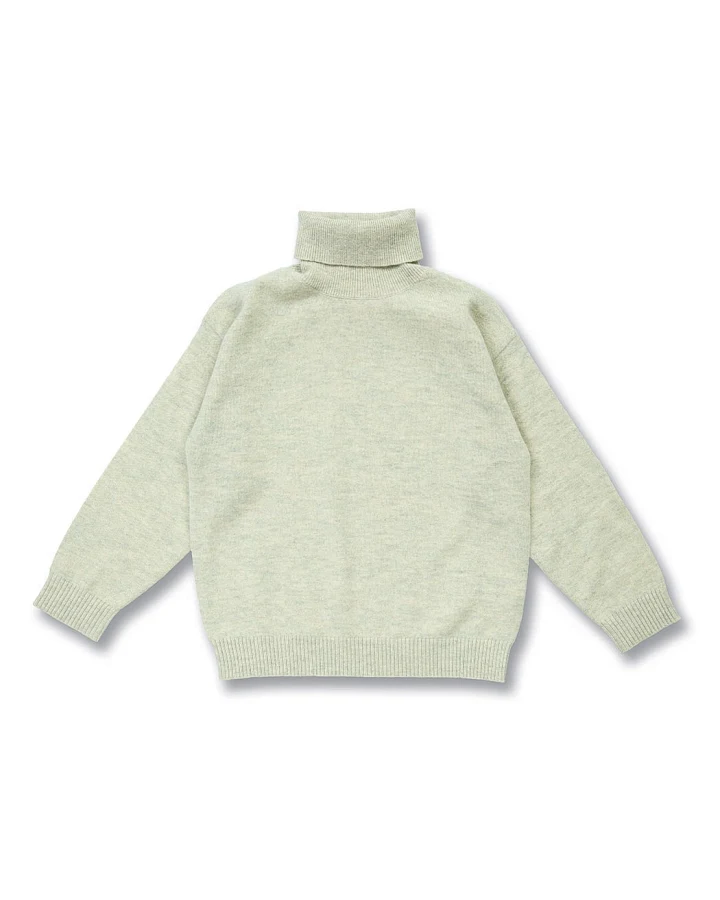 Kinder Rollkragenpullover aus Merinowolle in Lindgrün, Modell FEOO