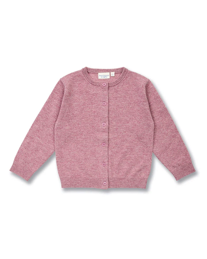 Kinder Cardigan aus Merinowolle in Mauve, Modell VALISSA