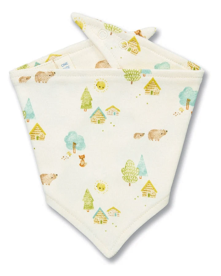 Baby Dreieckstuch mit Waldleben auf Weiß, Modell BIB