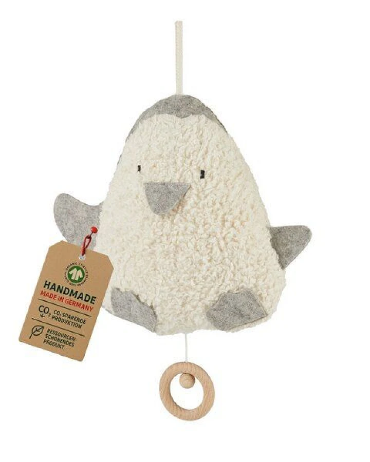 Efie Spieluhr Pinguin grau, kbA, 100 % Made in Germany