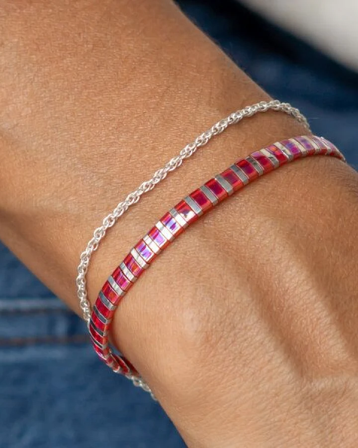 juni Tila Armband Pink Silber - optional mit Silberarmband aus recyceltem Silber - gefertigt in Deutschland