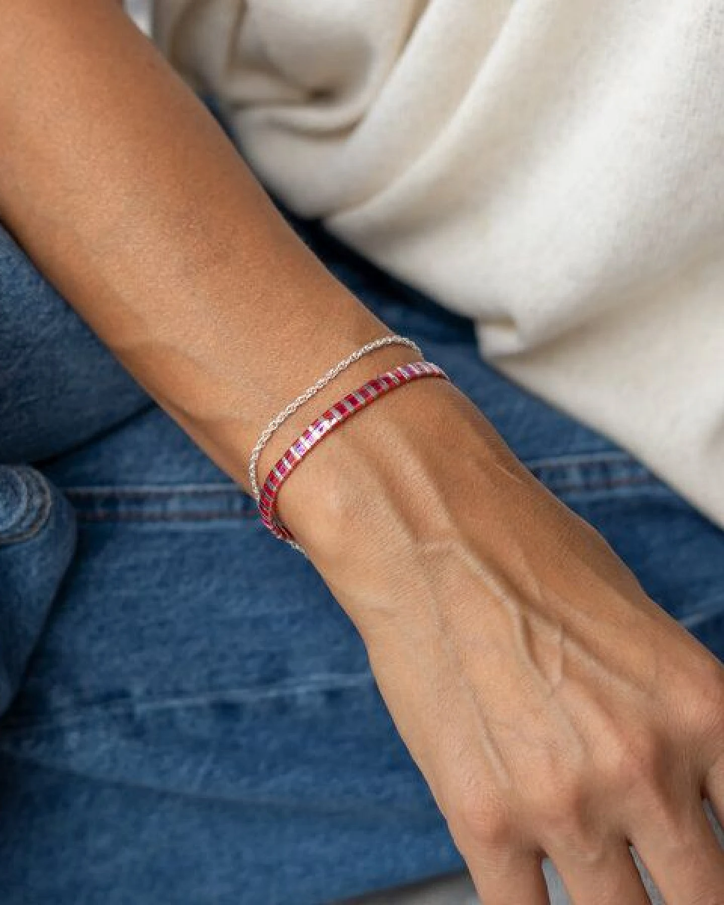 juni Tila Armband Pink Silber - optional mit Silberarmband aus recyceltem Silber - gefertigt in Deutschland – Ansicht 2