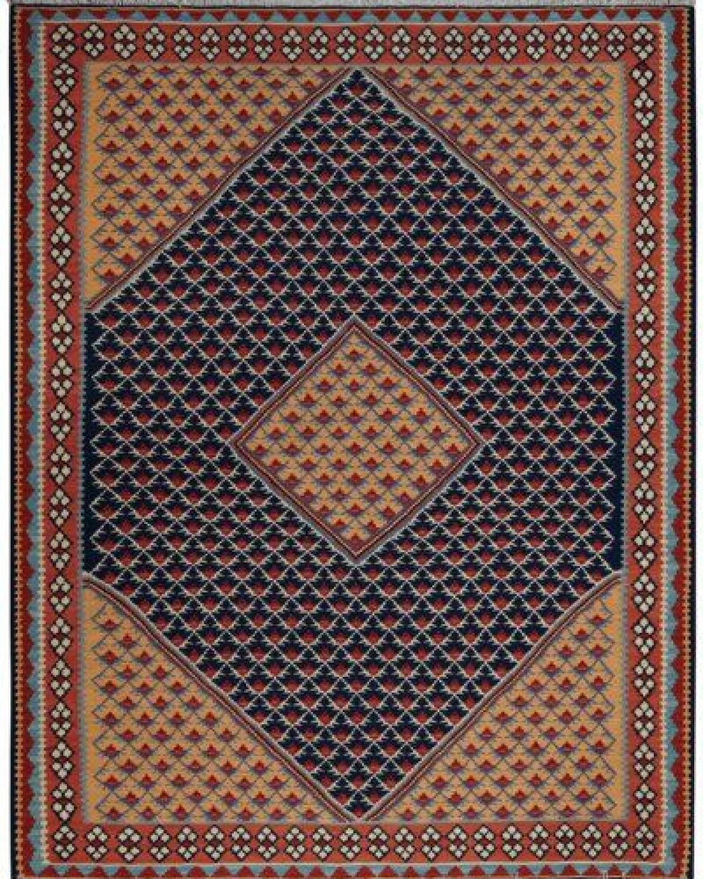 Kelim Senneh Blau „Rugtales“ aus Schurwolle, 153x196 cm – Ansicht 3