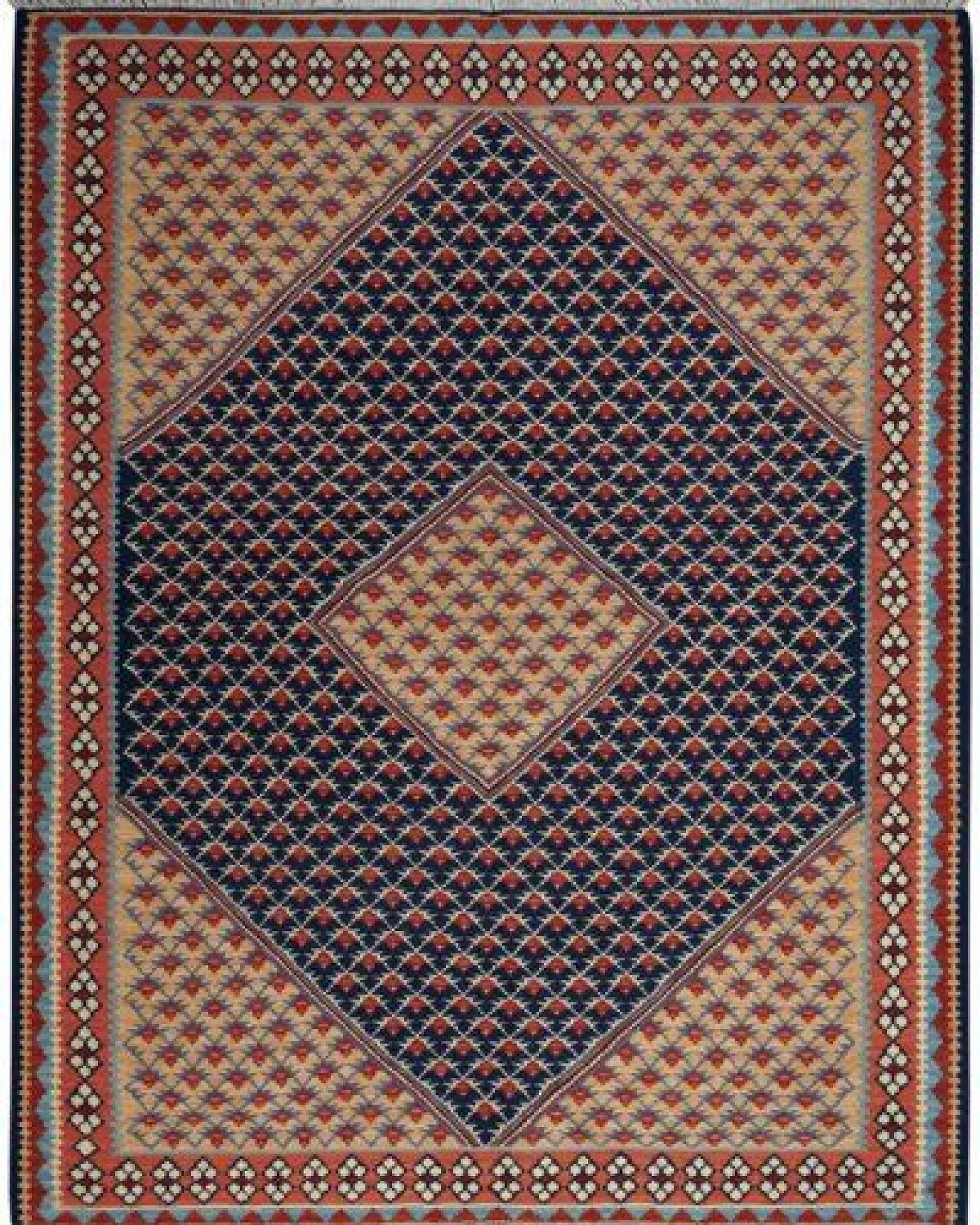 Kelim Senneh Blau „Rugtales“ aus Schurwolle, 153x196 cm – Ansicht 3