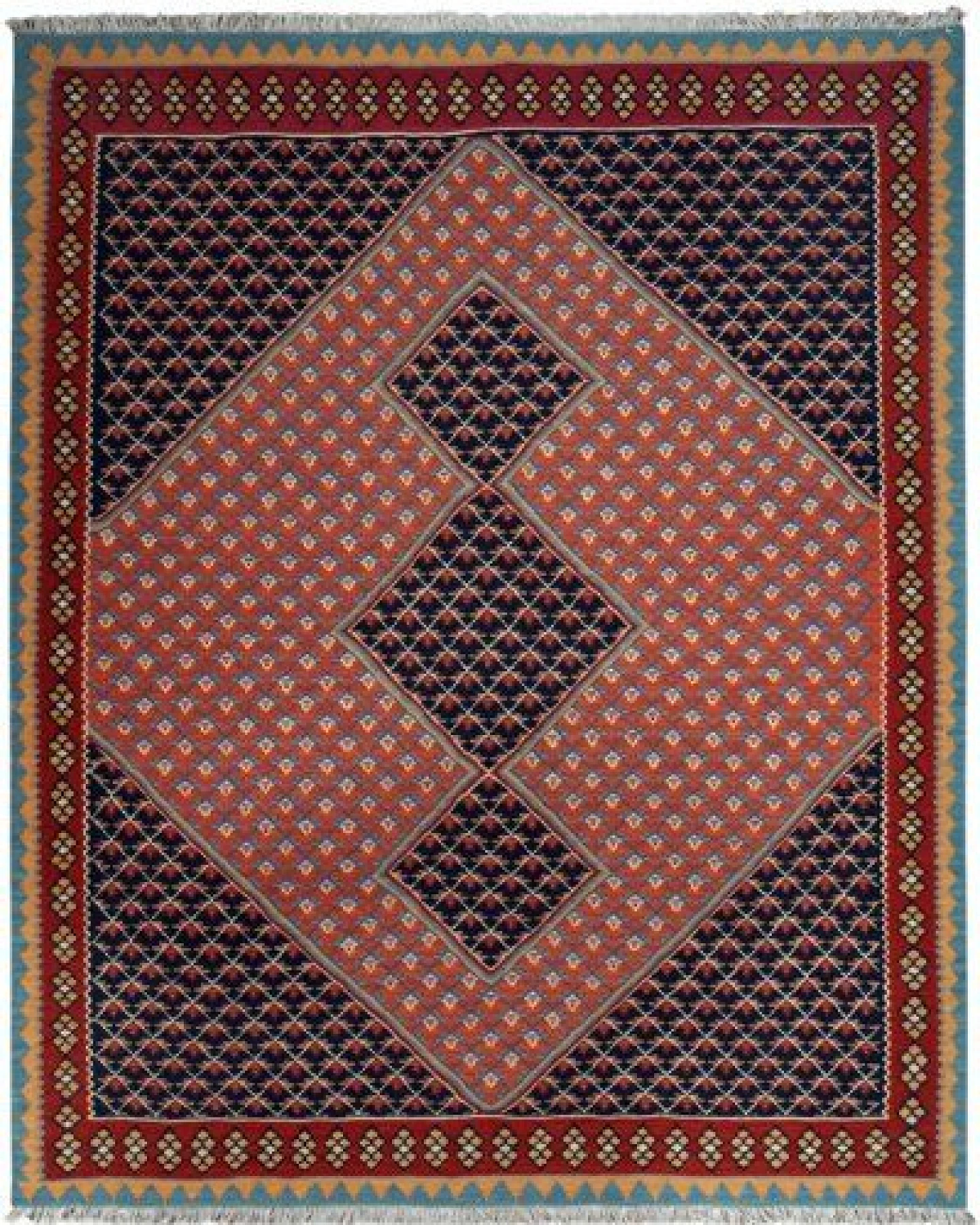 Kelim Senneh Rot „Rugtales“ aus Schurwolle, 163x200 cm – Ansicht 3