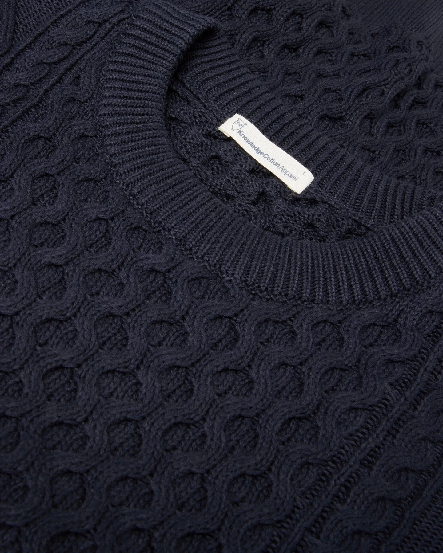 KnowledgeCotton Apparel Herren vegan Strickpullover Cable Night Sky Navy – Ansicht 2