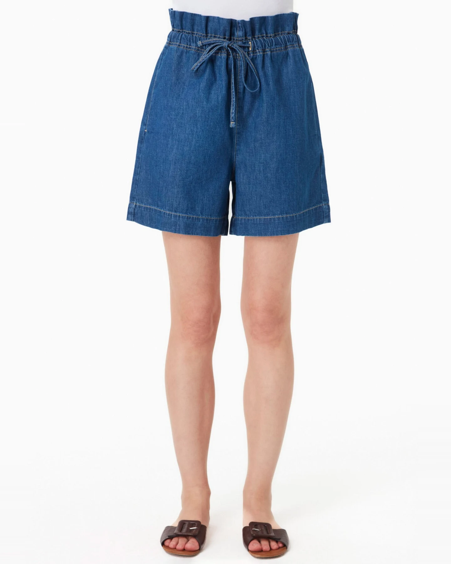 ORGANICATION Damen vegan Shorts Denim Dunkelblau – Ansicht 2