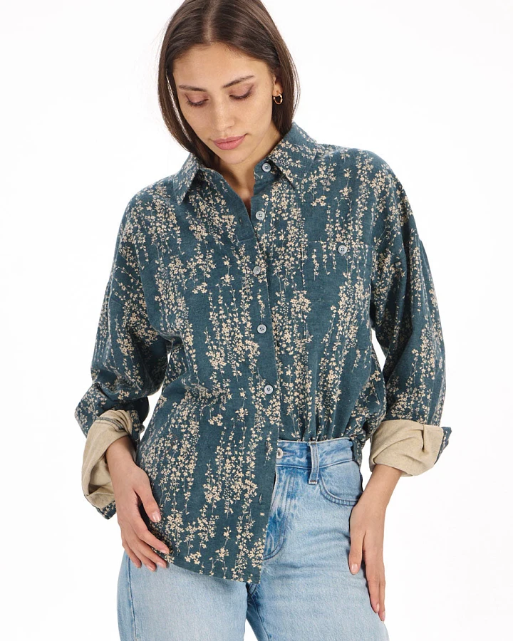 KOMODO Damen vegan Hemd Hanako Blau Geblümt