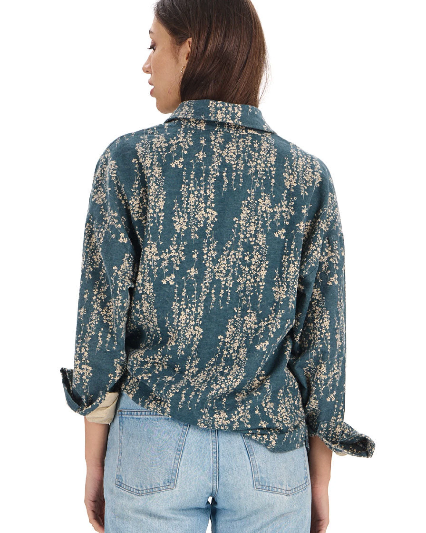 KOMODO Damen vegan Hemd Hanako Blau Geblümt – Ansicht 2