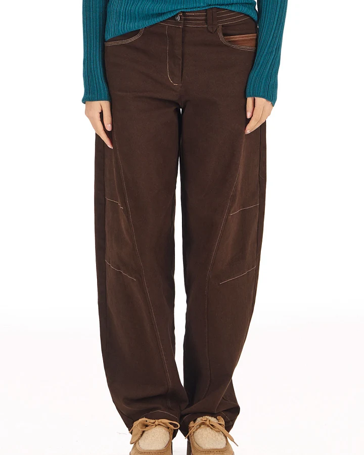 KOMODO Damen vegan Hose Mit Weitem Bein Amelia Schokoladenbraun