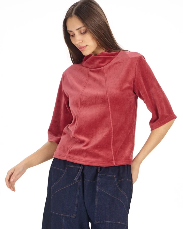 KOMODO Damen vegan Samttop Smoke Rosa