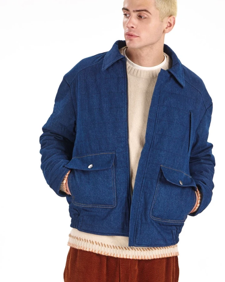 KOMODO Herren vegan Steppjacke Frankie Aus Denim Blau