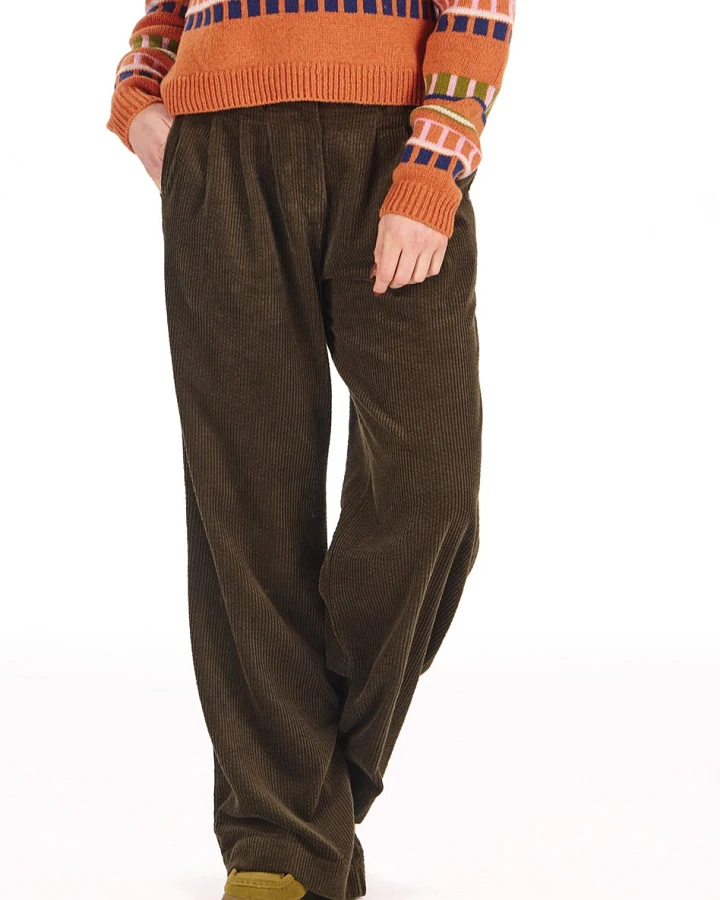 KOMODO Damen vegan Hose Lola Aus Cord Khaki