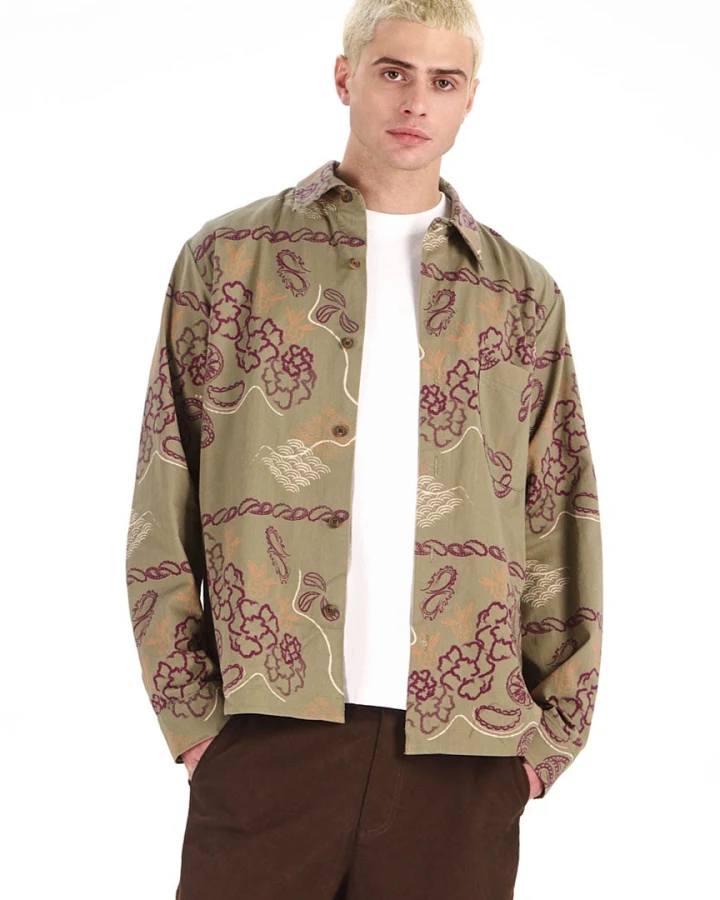 KOMODO Herren vegan Hemd Bandana Print Khaki