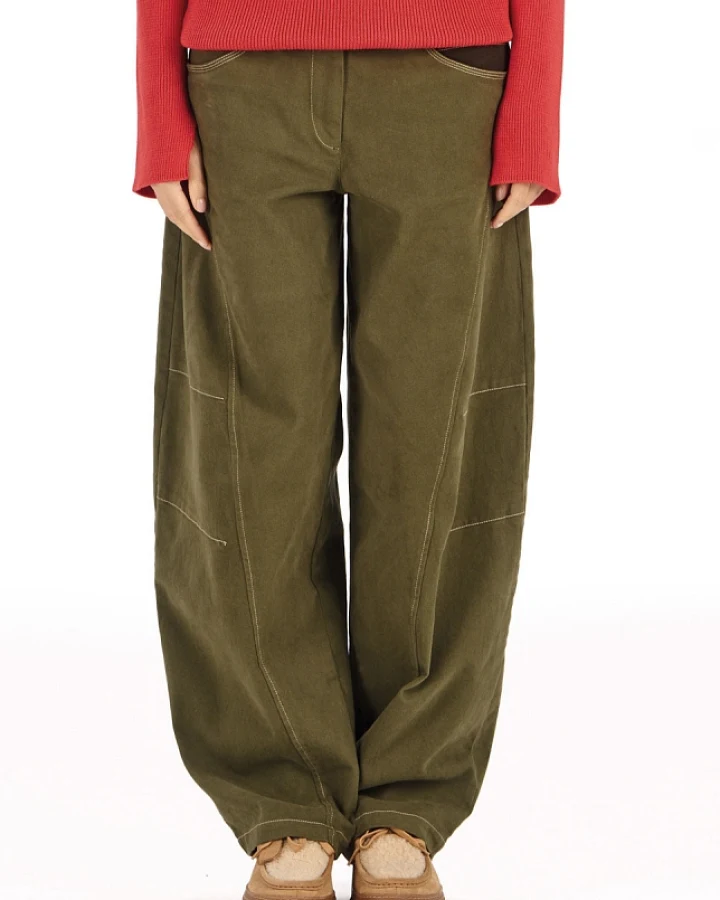 KOMODO Damen vegan Hose Amelia Barrel Leg Khaki