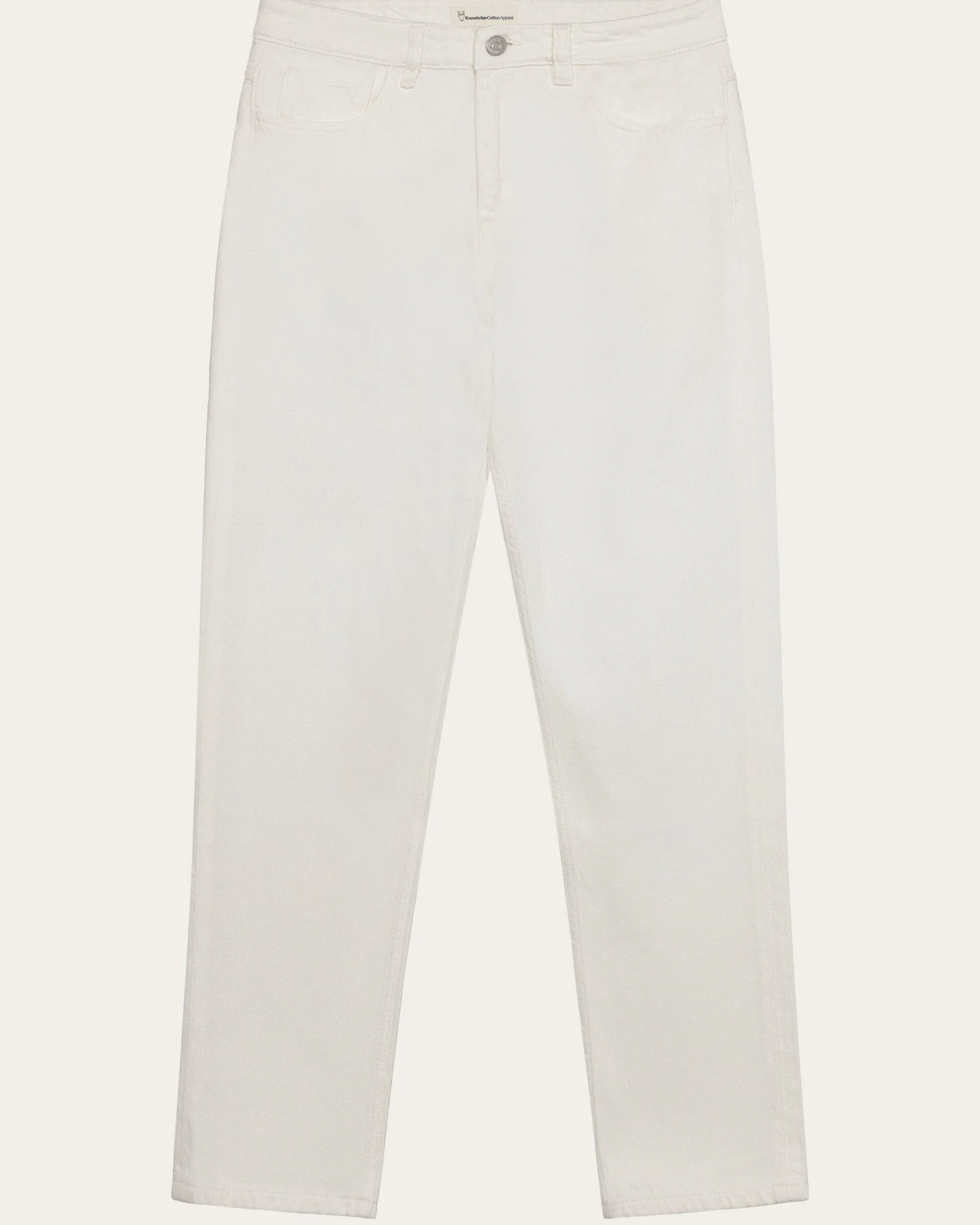 KnowledgeCotton Apparel Damen vegan Hose Stella Slim Twill Egret Weiß – Ansicht 2