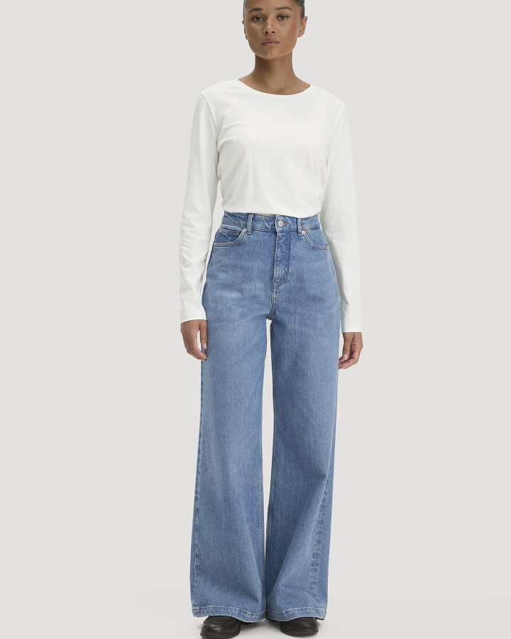 hessnatur Damen Jeans Super Wide Leg aus Bio-Denim - blau - Größe 30