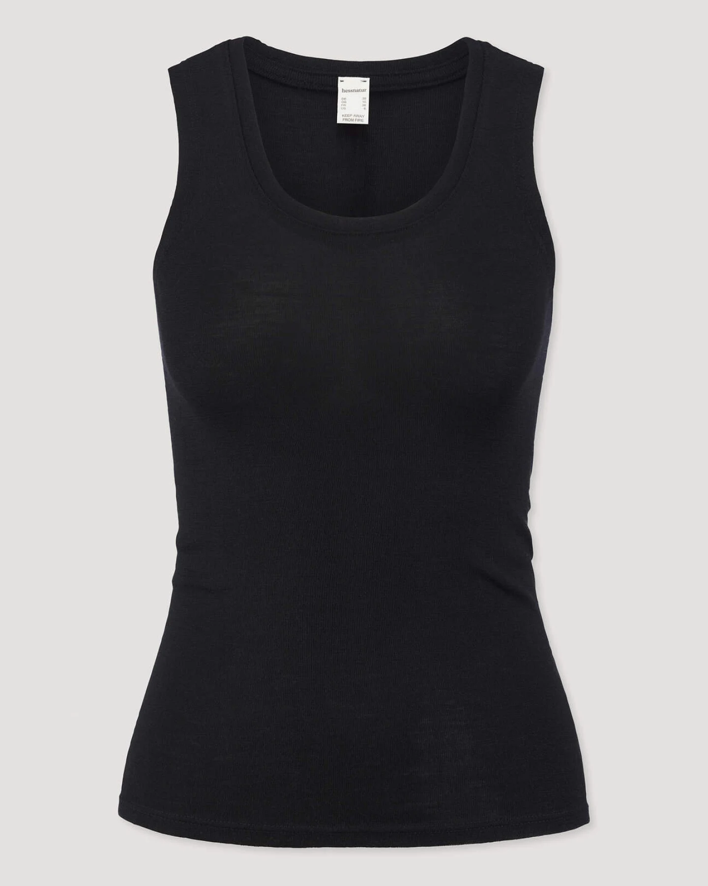 hessnatur Damen Tanktop PURE FUNCTION aus Bio-Merinowolle mit Seide - schwarz - Größe 38 – Ansicht 3
