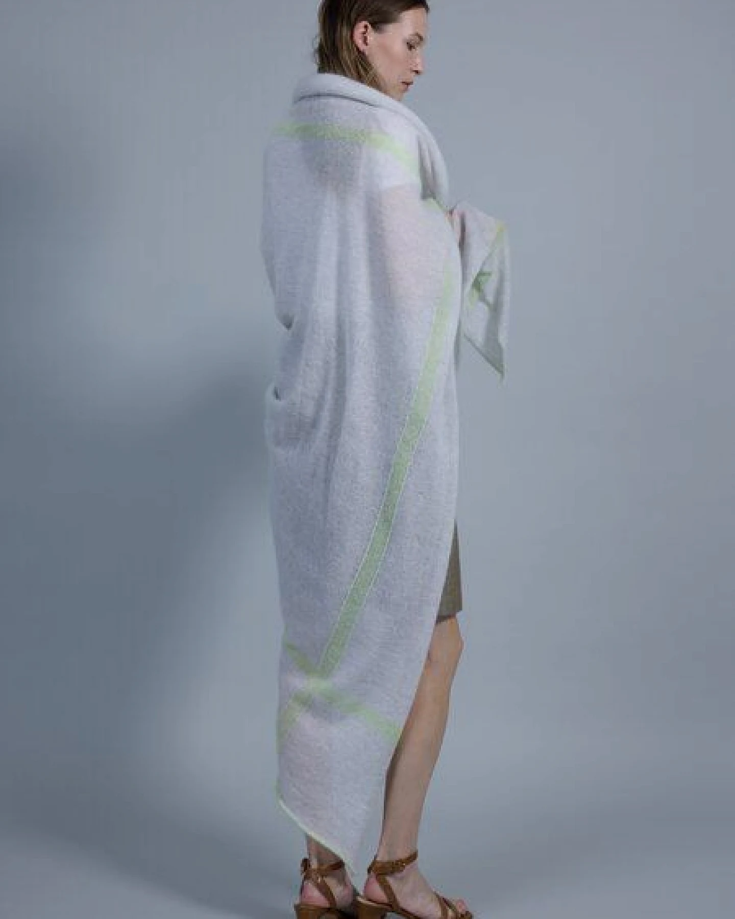 Susan's Fashion großes Mohairplaid Sue mit Karostreifen – Ansicht 3