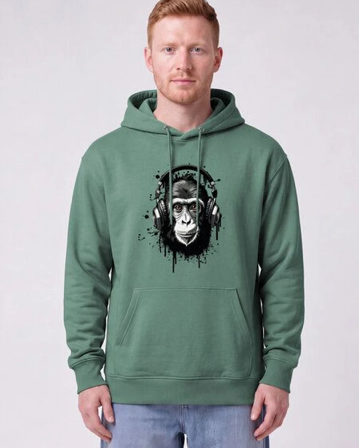 watapparel Hoodie Unisex Affe hört Musik