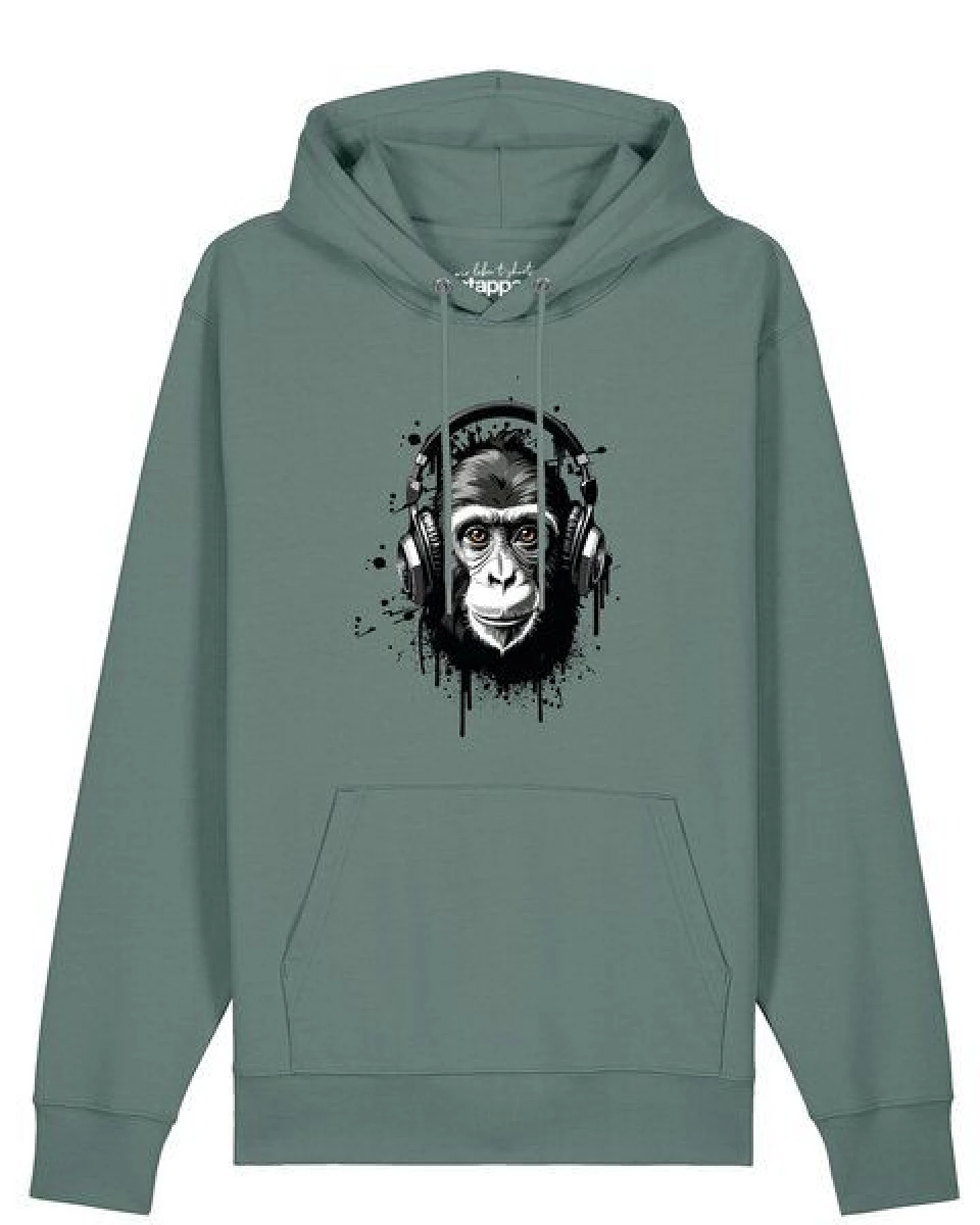 watapparel Hoodie Unisex Affe hört Musik – Ansicht 2