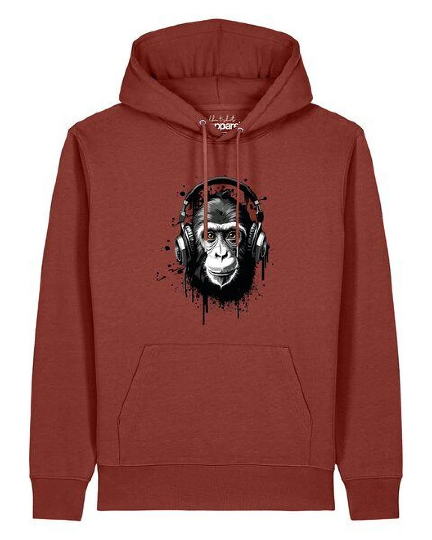 watapparel Hoodie Unisex Affe hört Musik – Ansicht 2