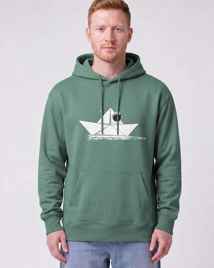 watapparel Hoodie Unisex Astronaut in paper boat