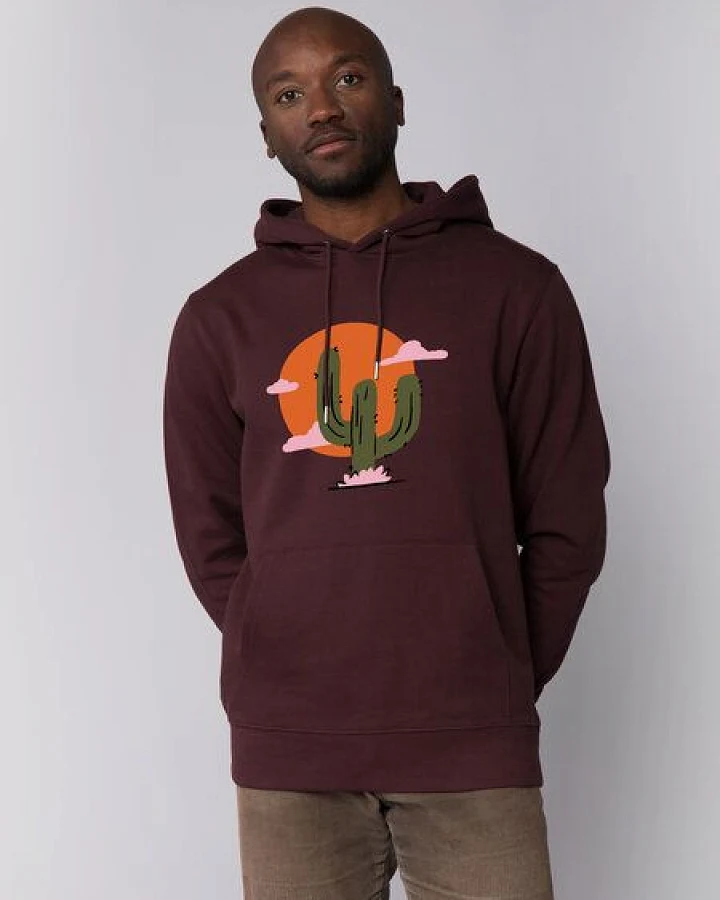 Produktseite: watapparel Hoodie Unisex Kaktus im Sonnenuntergang