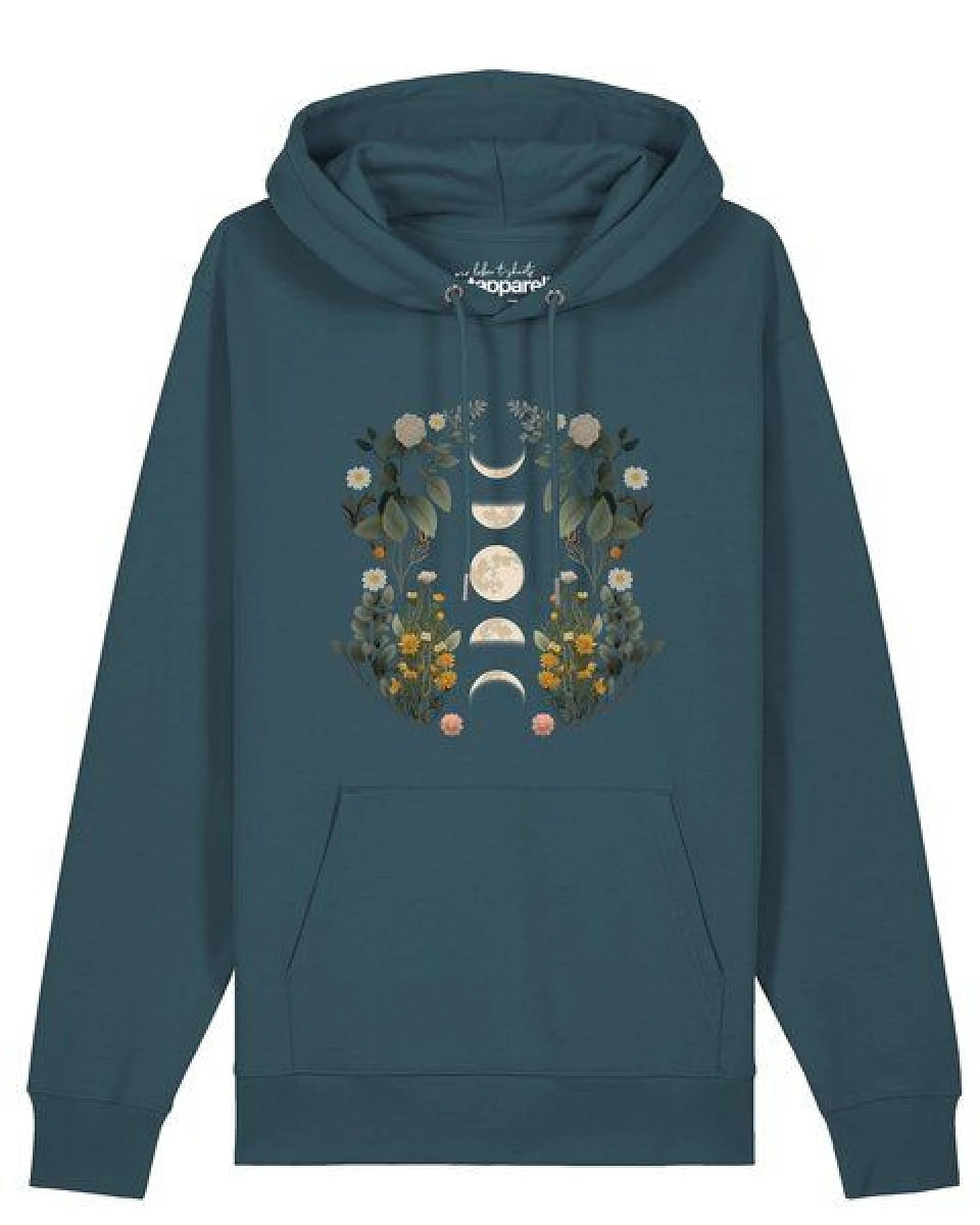 watapparel Hoodie Unisex Moonphases & Flowers – Ansicht 2
