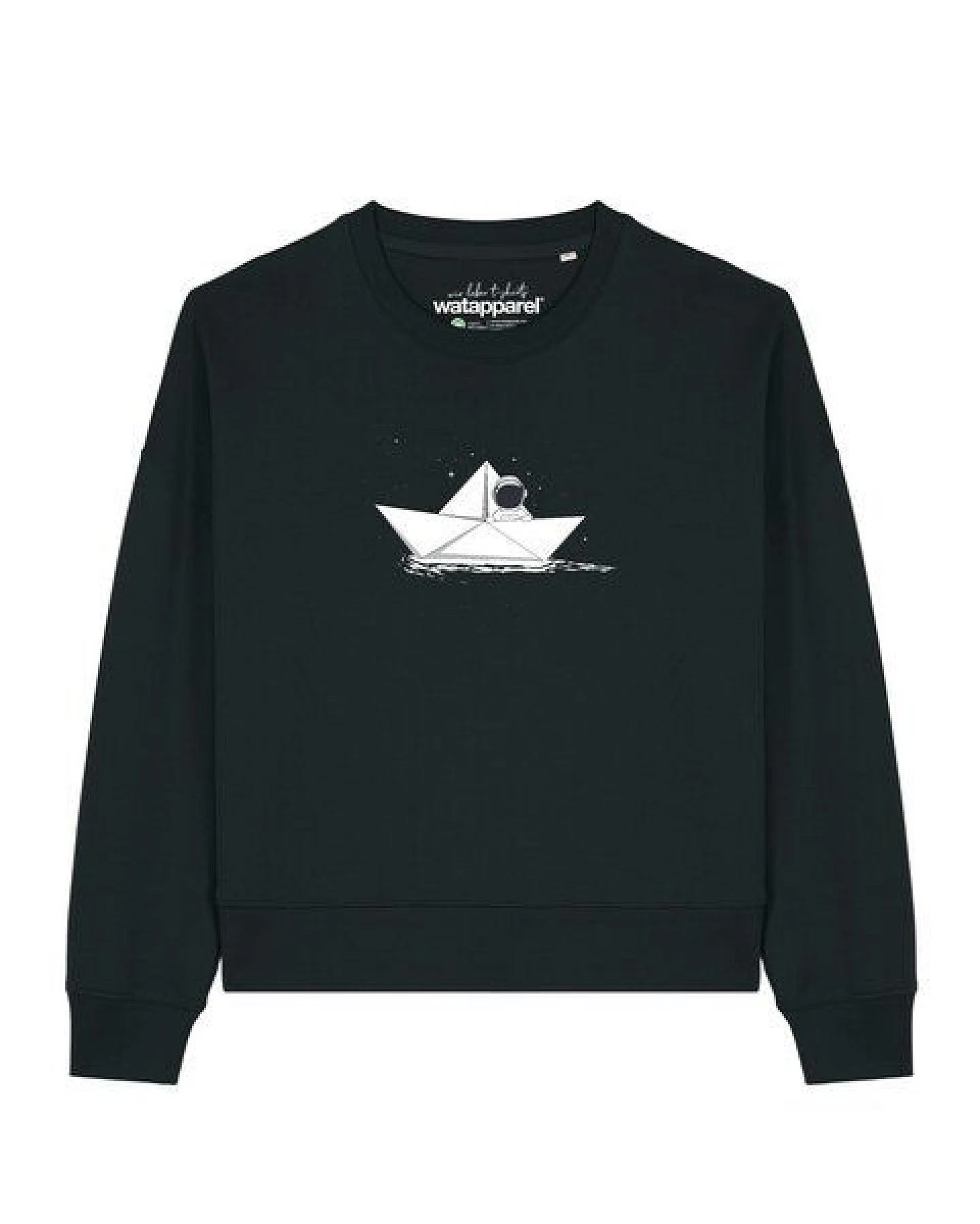 watapparel Sweatshirt Frauen Astronaut in paper boat – Ansicht 2