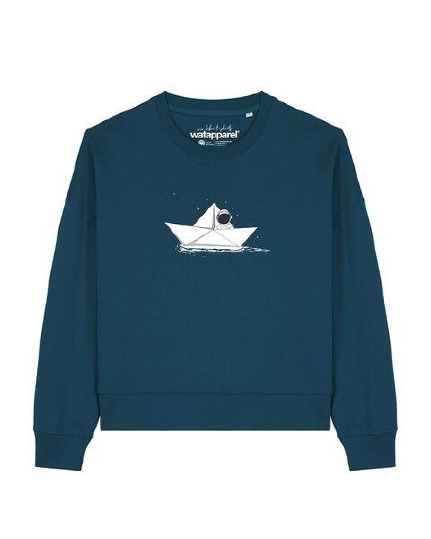 watapparel Sweatshirt Frauen Astronaut in paper boat – Ansicht 2