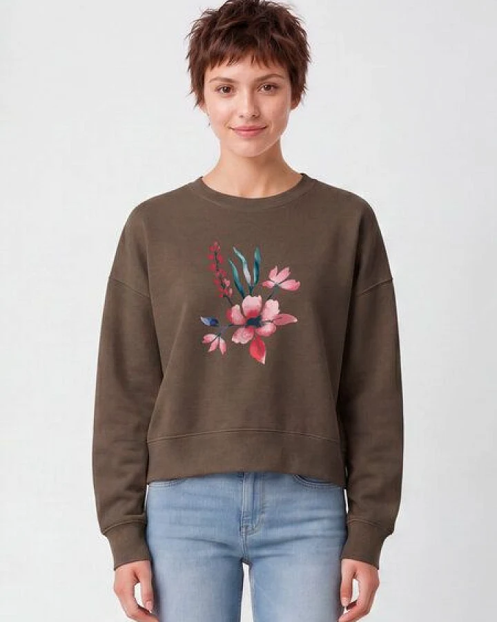 watapparel Sweatshirt Frauen Blume in Wasserfarbe 01
