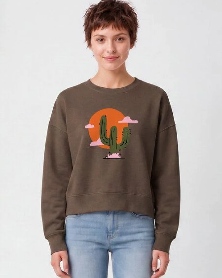 watapparel Sweatshirt Frauen Kaktus im Sonnenuntergang