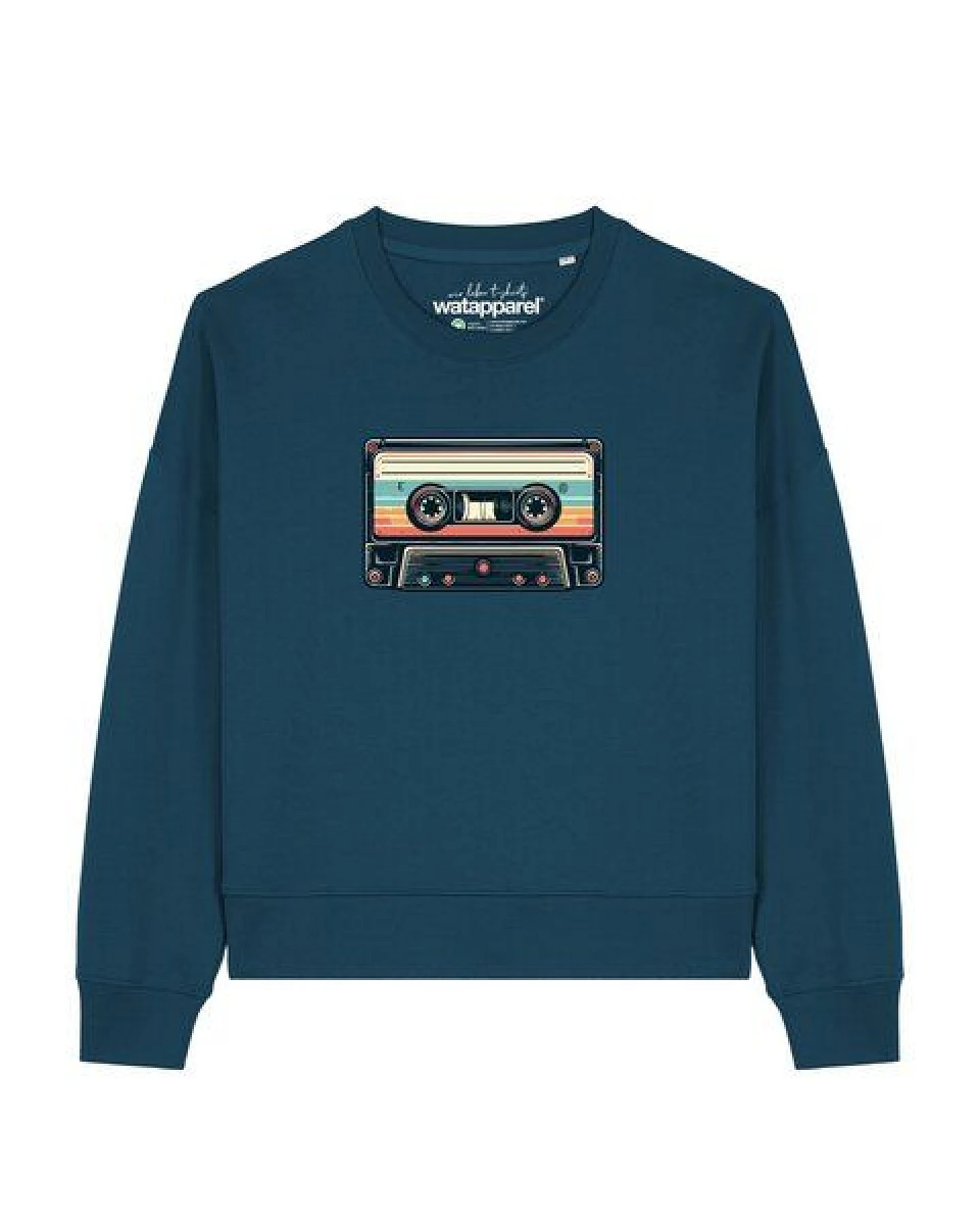 watapparel Sweatshirt Frauen Retro Kassette – Ansicht 2