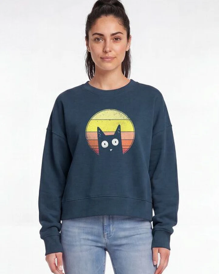 Produktseite: watapparel Sweatshirt Frauen Sunset Cat
