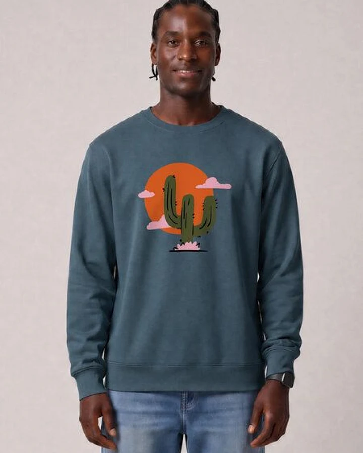 Produktseite: watapparel Sweatshirt Unisex Kaktus im Sonnenuntergang