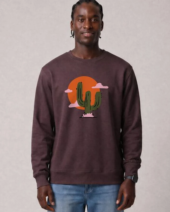 Produktseite: watapparel Sweatshirt Unisex Kaktus im Sonnenuntergang
