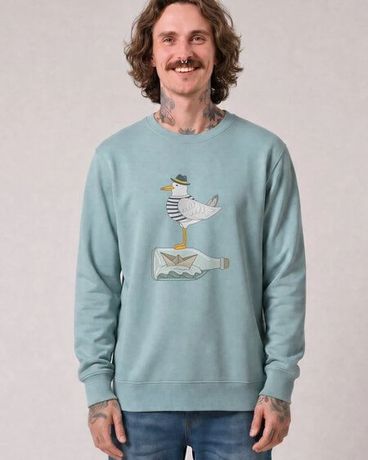 watapparel Sweatshirt Unisex Möwe mit Hut