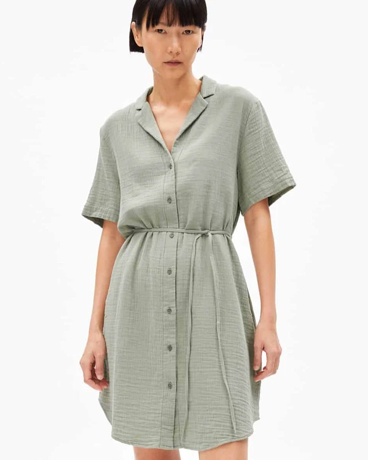 ARMEDANGELS Damen vegan Kleid Mabelaa Mousselin Grün