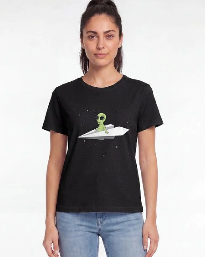 Produktseite: watapparel T-Shirt Frauen Alien on a paper plane