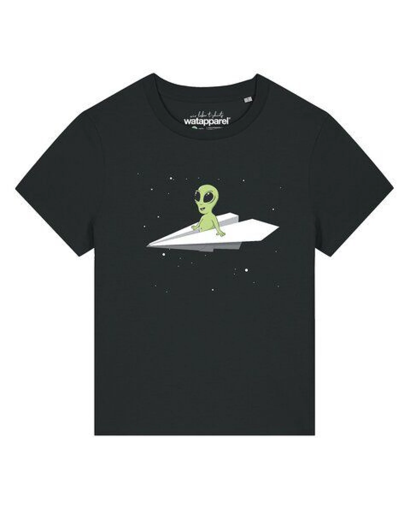 watapparel T-Shirt Frauen Alien on a paper plane – Ansicht 2