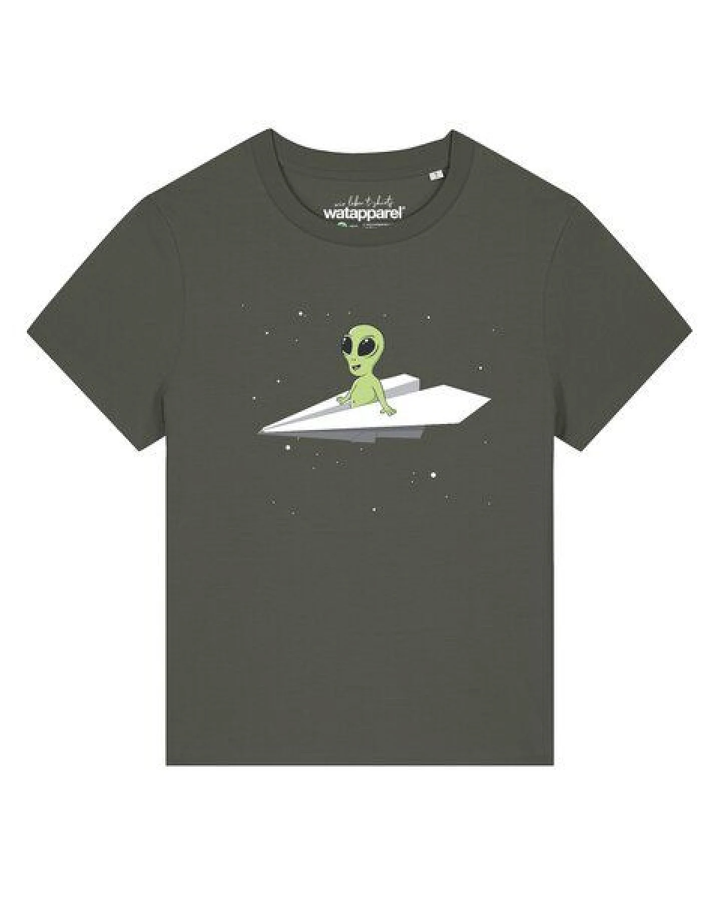 watapparel T-Shirt Frauen Alien on a paper plane – Ansicht 2