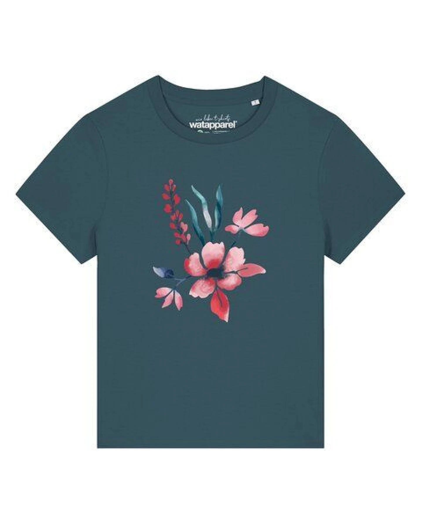 watapparel T-Shirt Frauen Blume in Wasserfarbe 01 – Ansicht 2