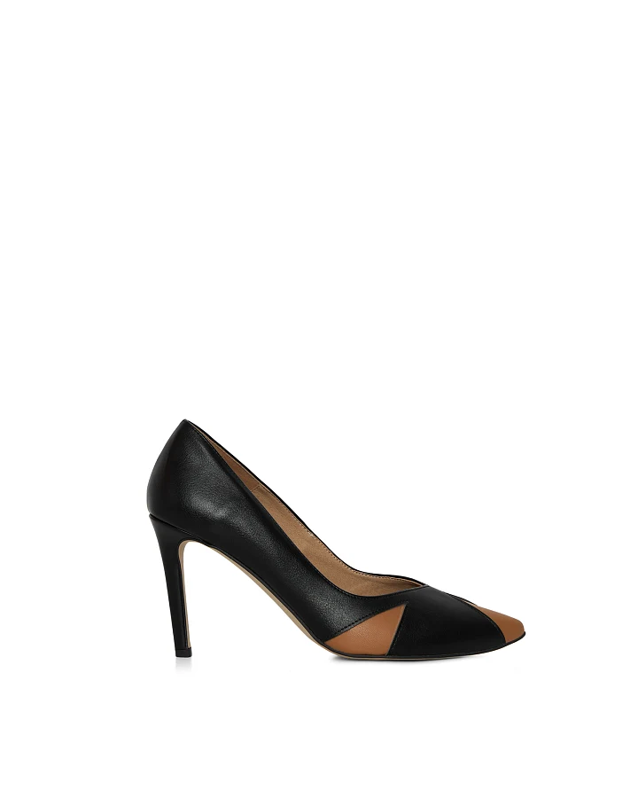 AGAZI Damen vegan Pumps Ivo Schwarz & Karamell