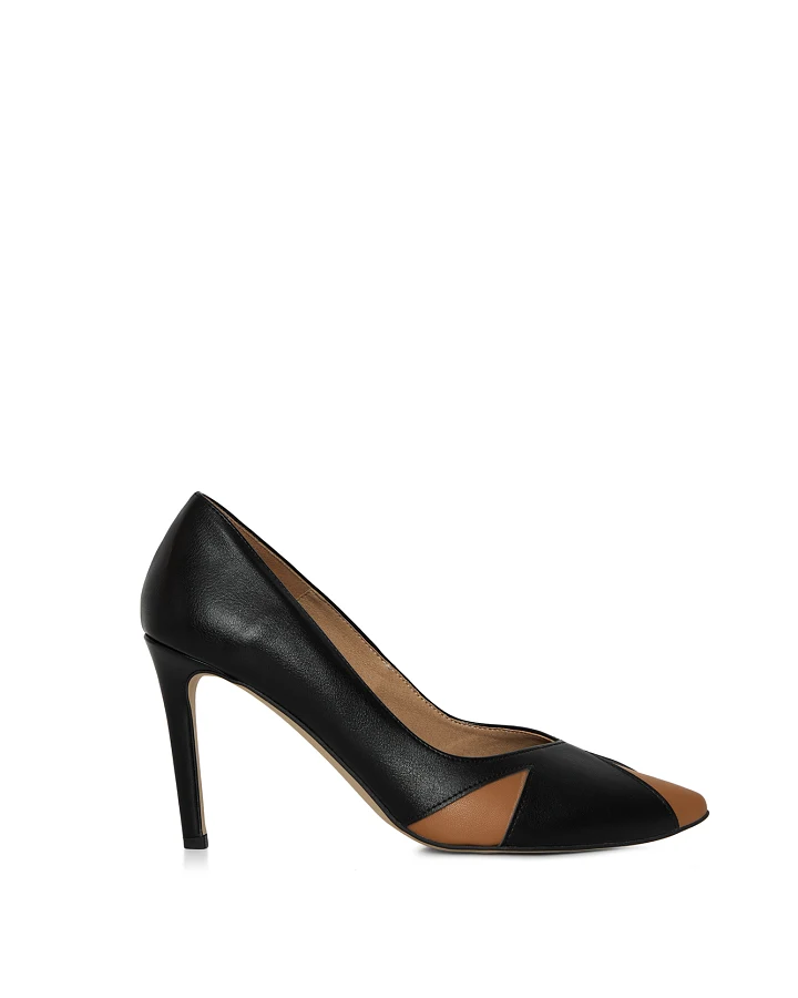 AGAZI Damen vegan Pumps Ivo Schwarz & Karamell