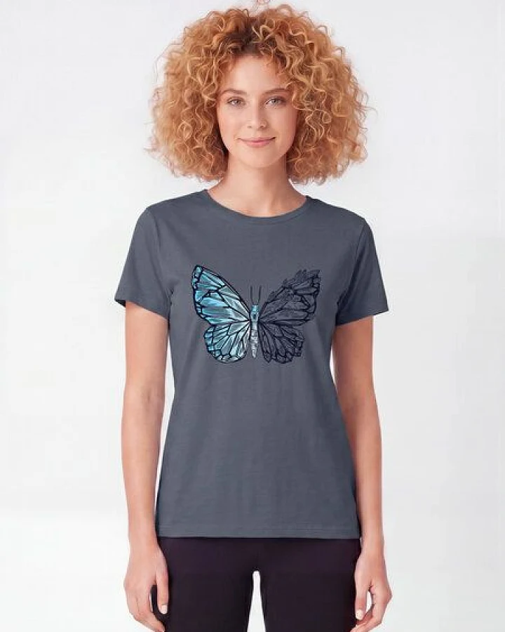 watapparel T-Shirt Frauen Crystal Butterfly