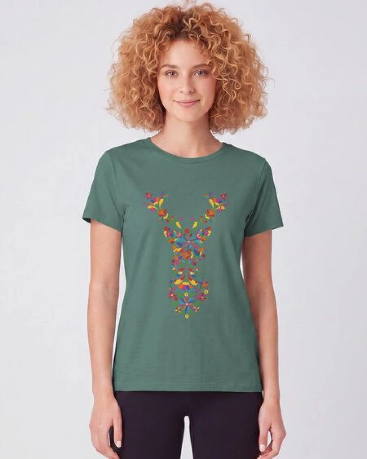 watapparel T-Shirt Frauen Floral Deer