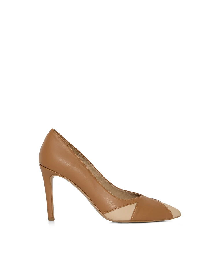 AGAZI Damen vegan Pumps Ivo Karamell & Mandel Braun